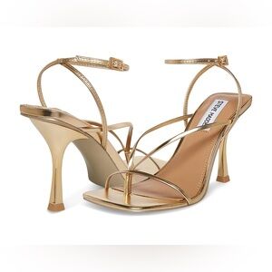Steve Madden Annie Metallic Gold Strappy Heels